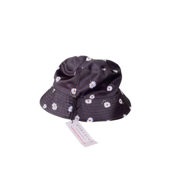 NWT Alex + Olivia Daisy Print Reversible Bucket Hat Black / White One Size - Picture 7 of 10
